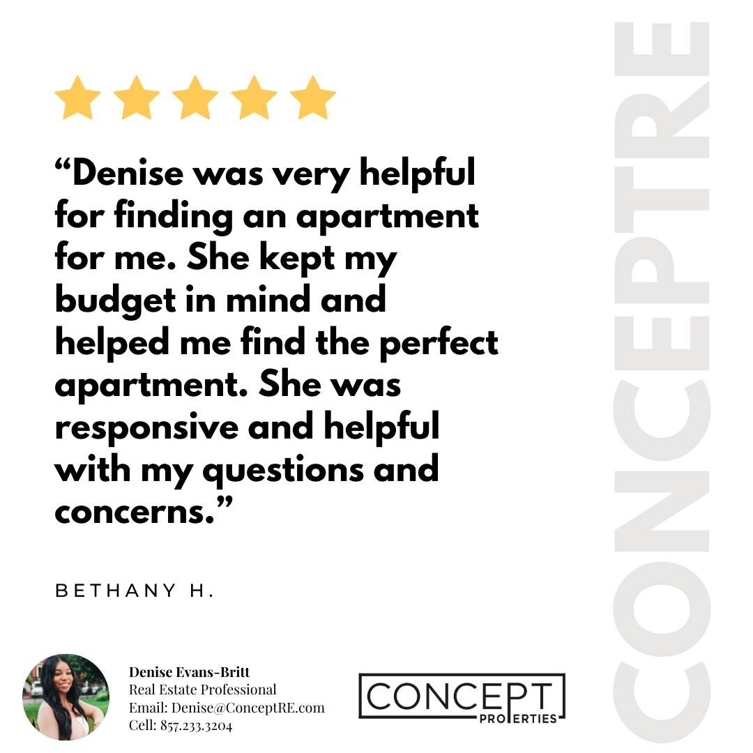 Thank you very much for the kind feedback, Bethany! We’re glad that we could help you secure the right apartment and guide you through the rental process! #conceptblog